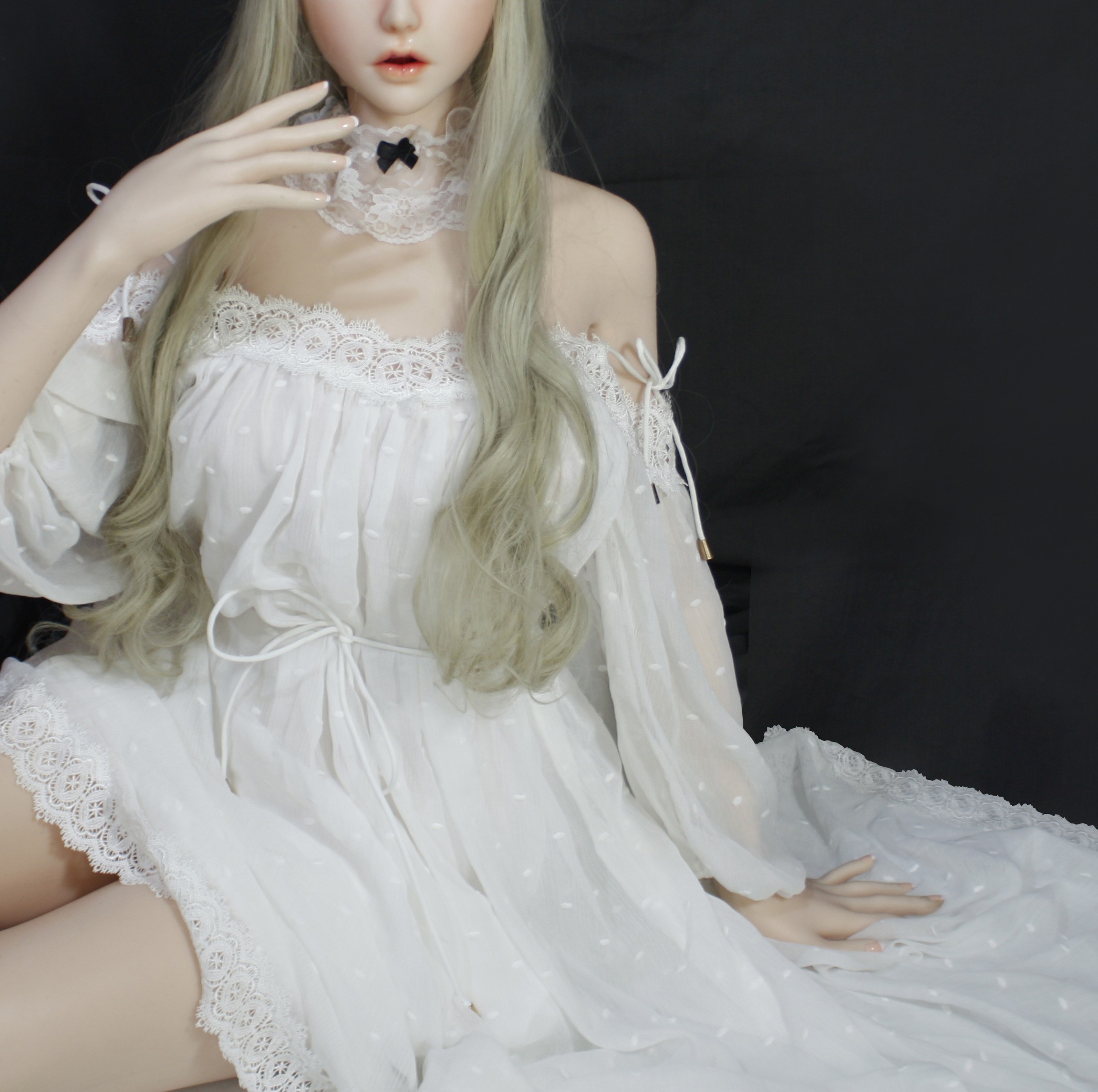 ElsaBabe Sex Doll Dress Elf White Dress Off-The-Shoulder Dress Silicone Sex Doll Clothes for 165cm Kouno Ria