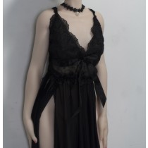 ElsaBabe Silicone Sex Doll Dress Clothes Black Deep-V Slip Dress High Slit Dress for 102cm Tanaka Miyuki